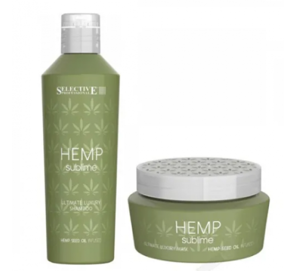 ХИДРАТИРАЩ КОМПЛЕКТ ШАМПОАН И МАСКА С КОНОПЕНО МАСЛО SELECTIVE PROFESSIONAL HEMP SUBLIME SHAMPOO AND MASK 2X250 ml